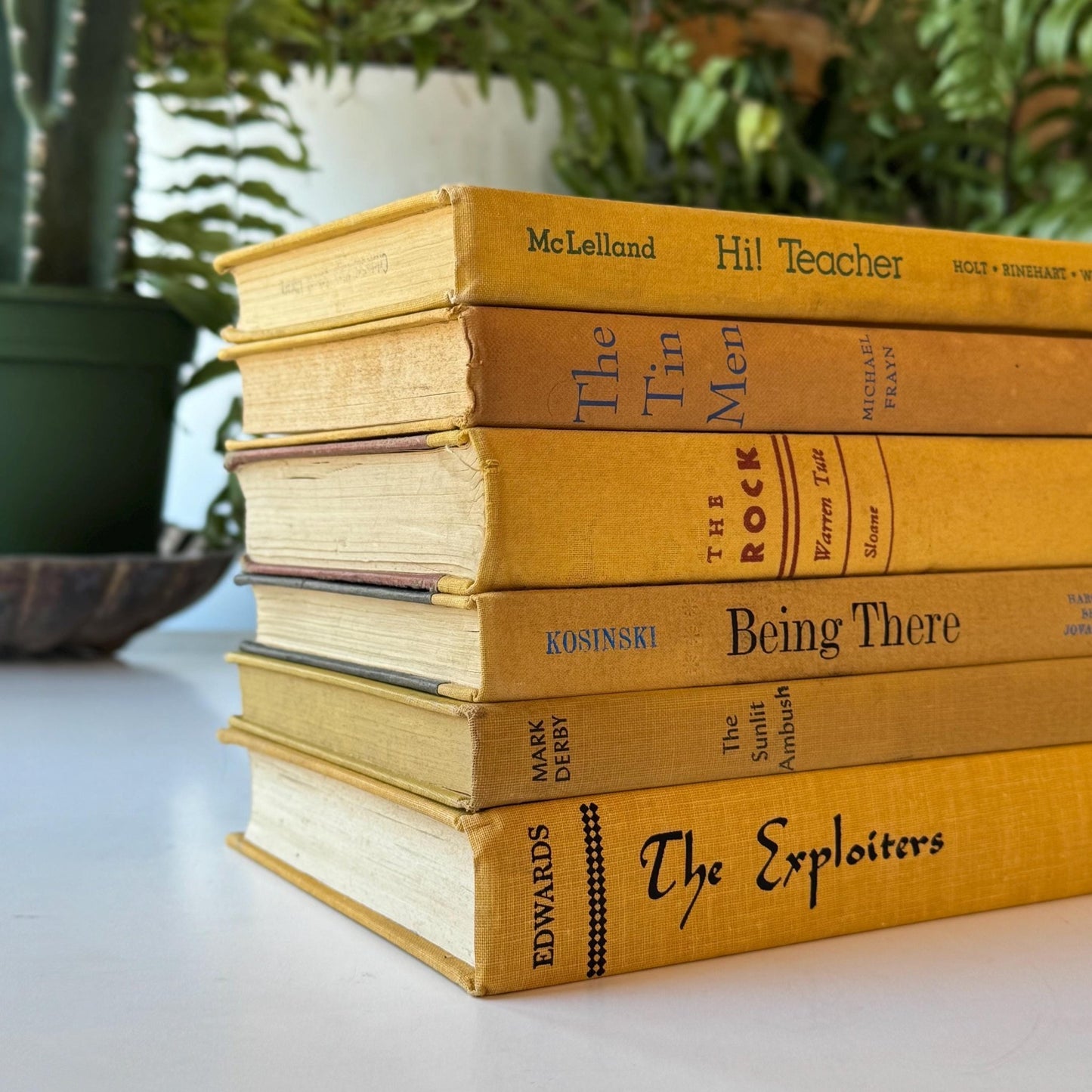 Distressed Shabby Mustard Yellow and Goldenrod Books for Display - Pretty Old Books