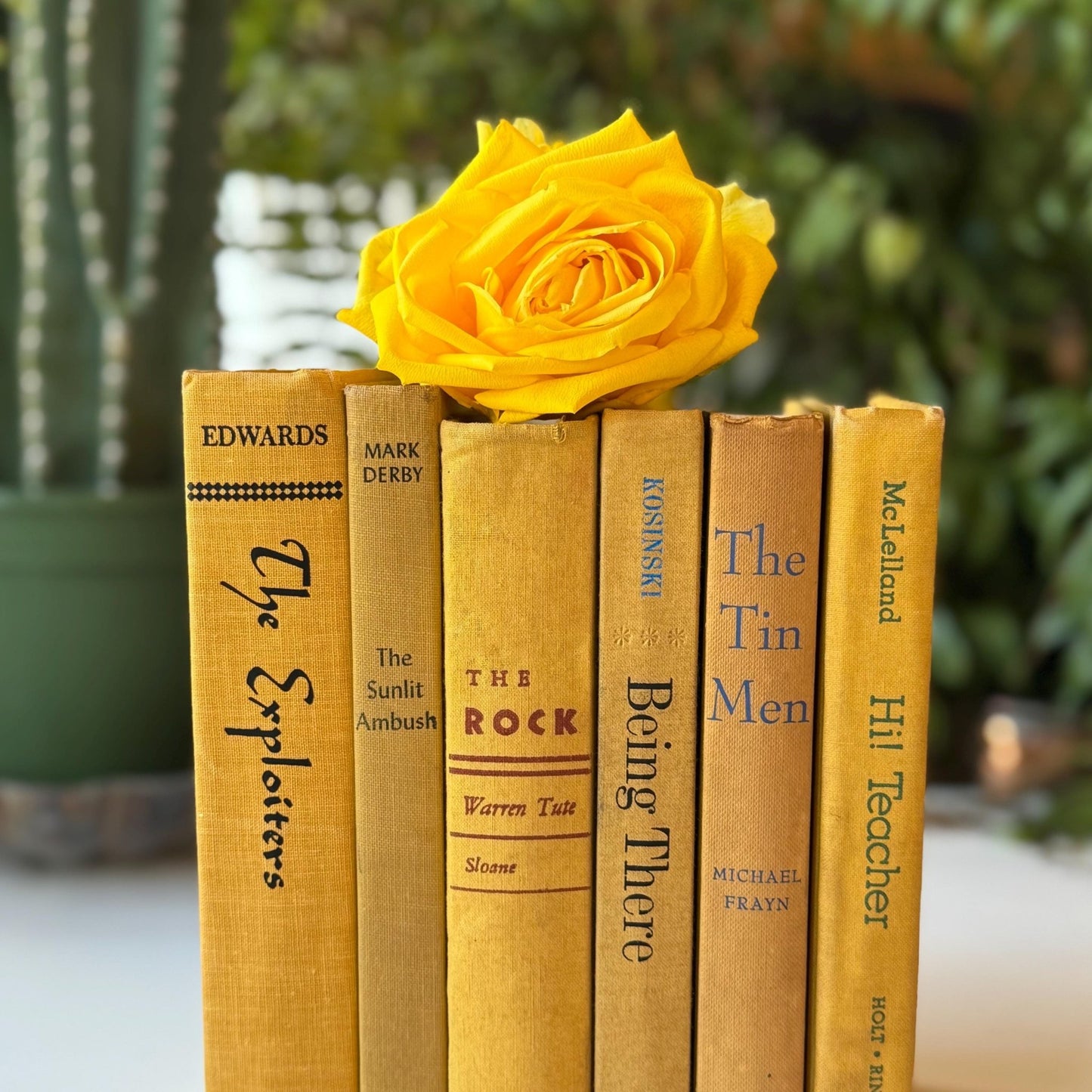 Distressed Shabby Mustard Yellow and Goldenrod Books for Display - Pretty Old Books