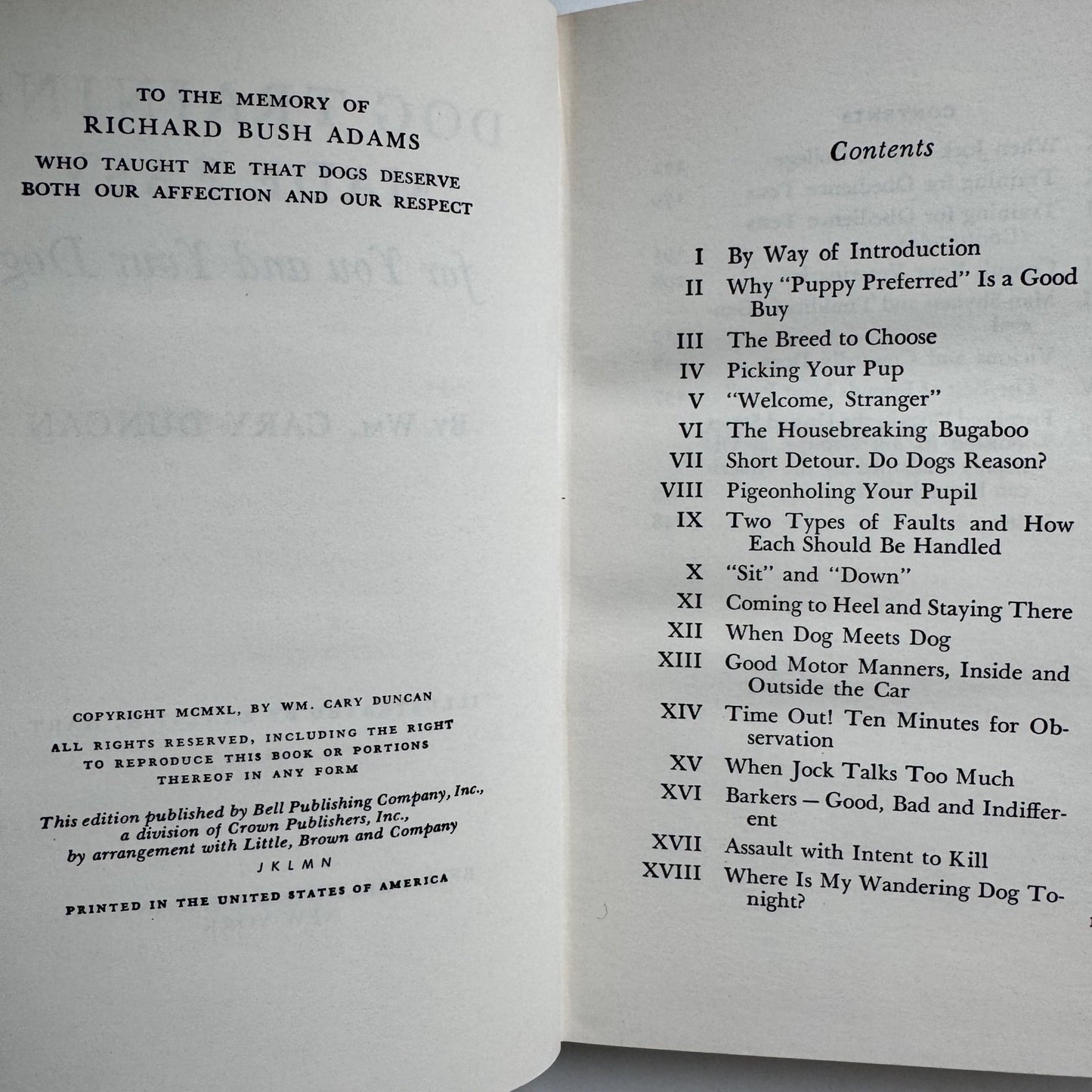 Dog Training Made Easy For You and Your Dog, William Cary Duncan, 1940 - Pretty Old Books