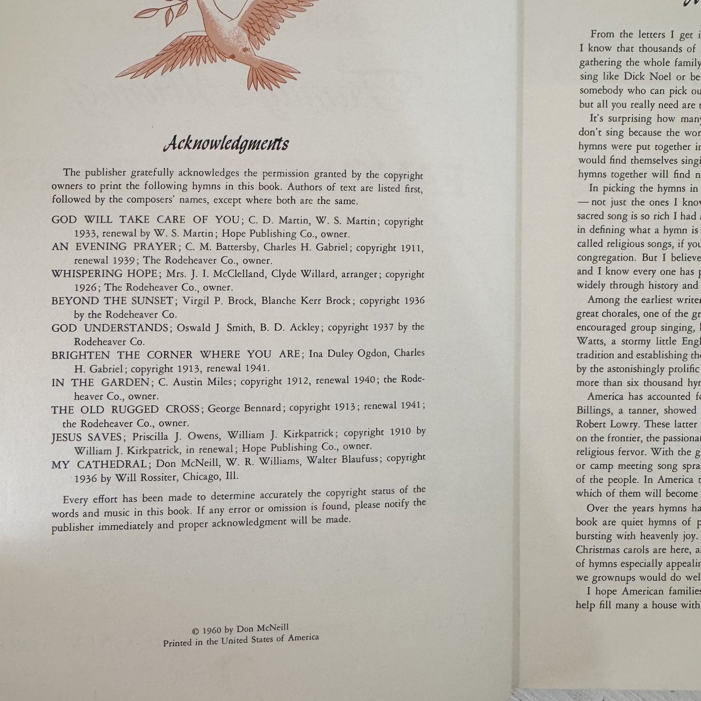 Don McNeill's Family Album of Favorite Hymns, Illustrated 1960 Hardcover Book - Pretty Old Books