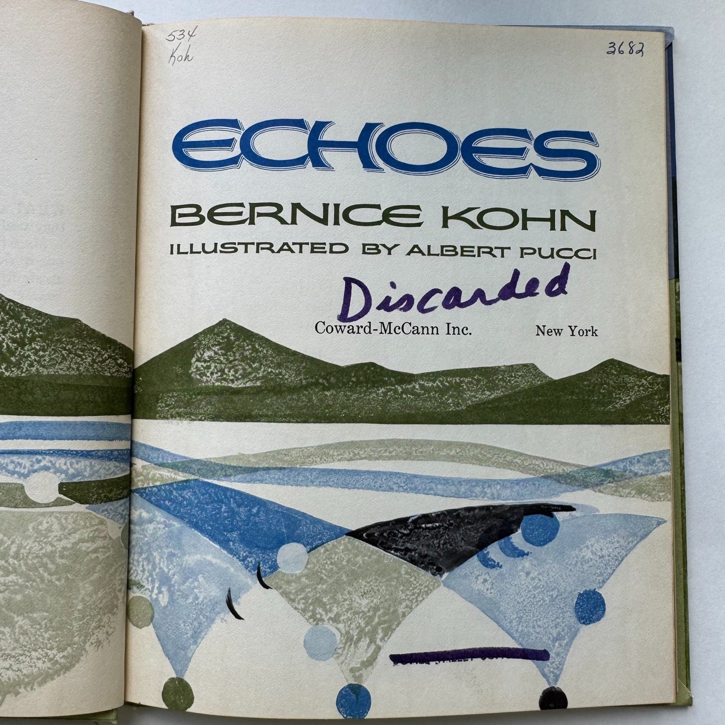 Echoes, Bernice Kohn, Juvenile Illustrated Science Hardcover 1965 - Pretty Old Books