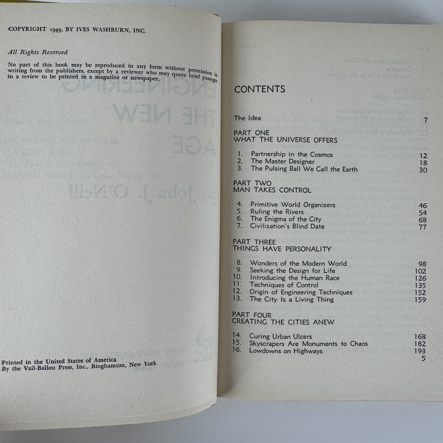 Engineering the New Age — John J. O’Neill — 1949 Hardcover/DJ, Vintage Mid Century Science & Technology Book