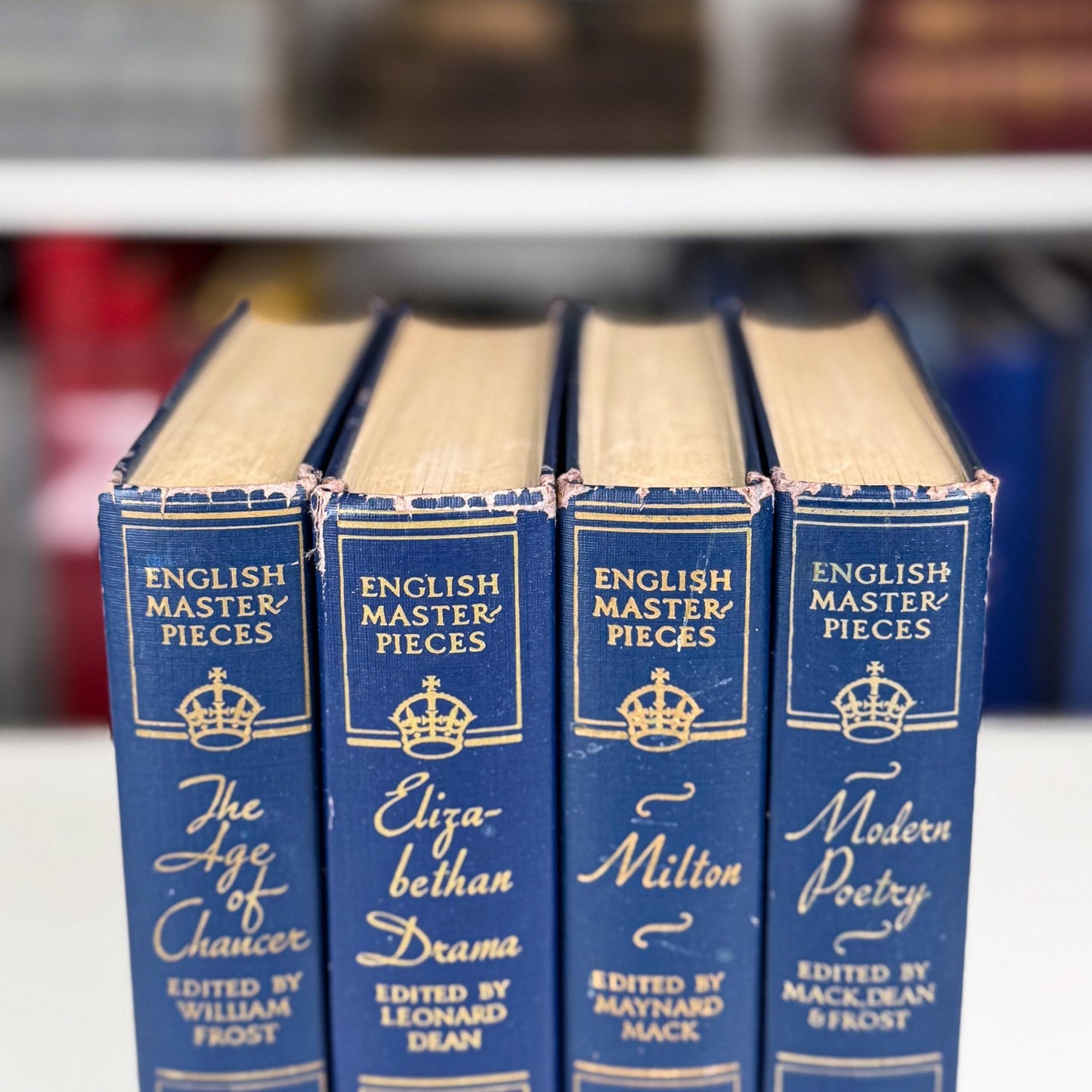 English Masterpieces Dark Blue Book Set, Navy Blue & Gold Vintage Books - Pretty Old Books