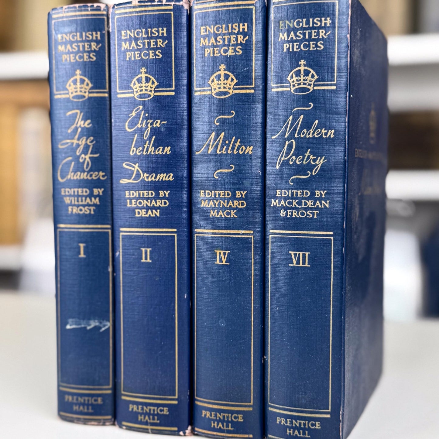 English Masterpieces Dark Blue Book Set, Navy Blue & Gold Vintage Books - Pretty Old Books