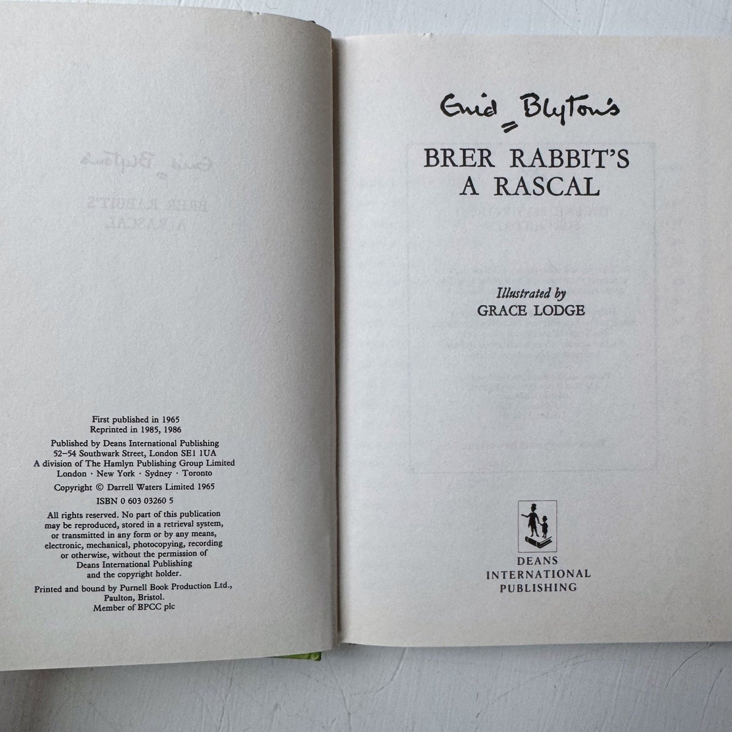 Enid Blyton's Brer Rabbit's A Rascal, 1986, Illustrated Hardcover - Pretty Old Books