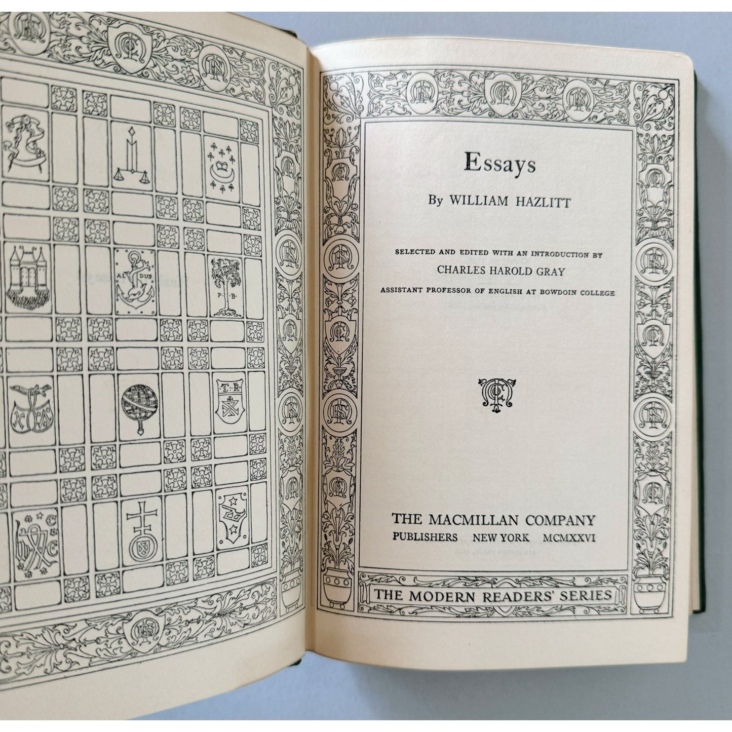 Essays by William Hazlitt, The Modern Readers' Series, Half Leather With Jacket, 1926 - Pretty Old Books