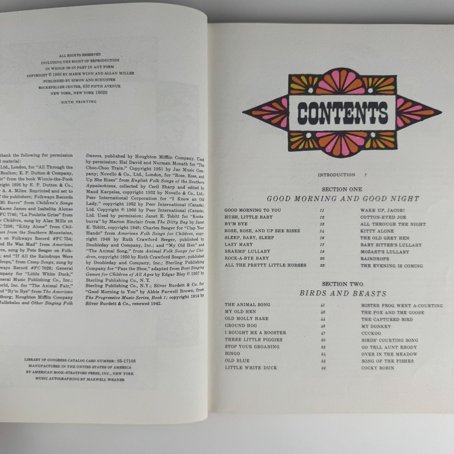 Fireside Book of Children's Songs 1966 Vintage Illustrated Music Book - Pretty Old Books