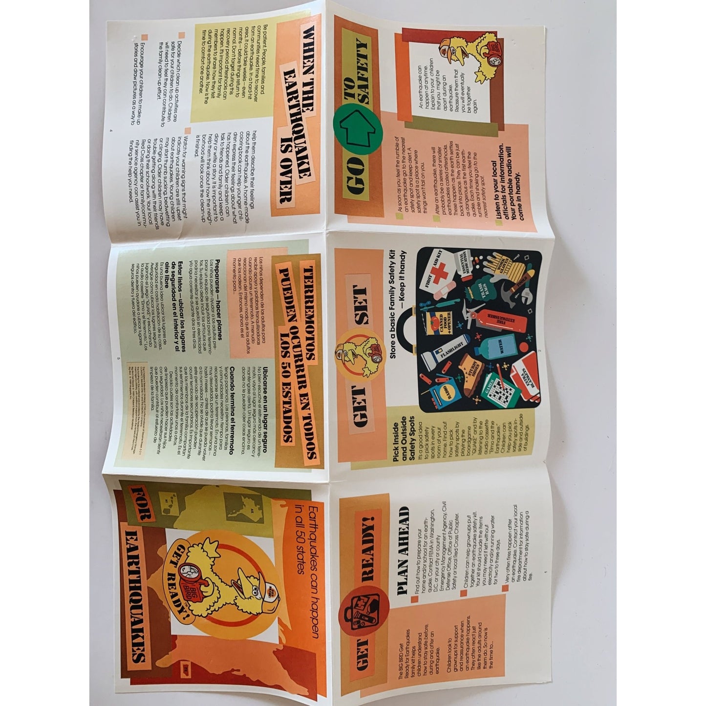Get Ready For Earthquakes, Sesame Street Educational FEMA Kit, Games, Button, Cassette Tape - Pretty Old Books