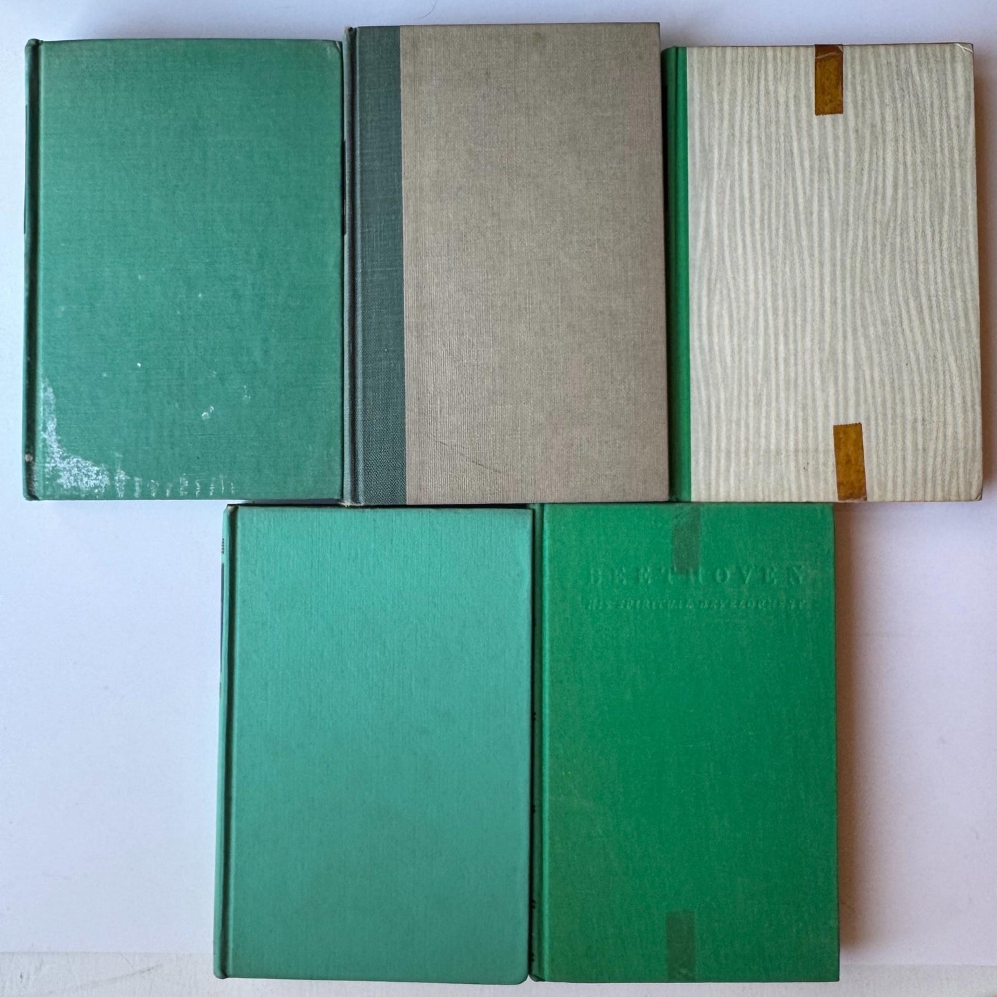 Green and Black Vintage Book Bundle for Decor, Mid Century Shelf Styling - Pretty Old Books