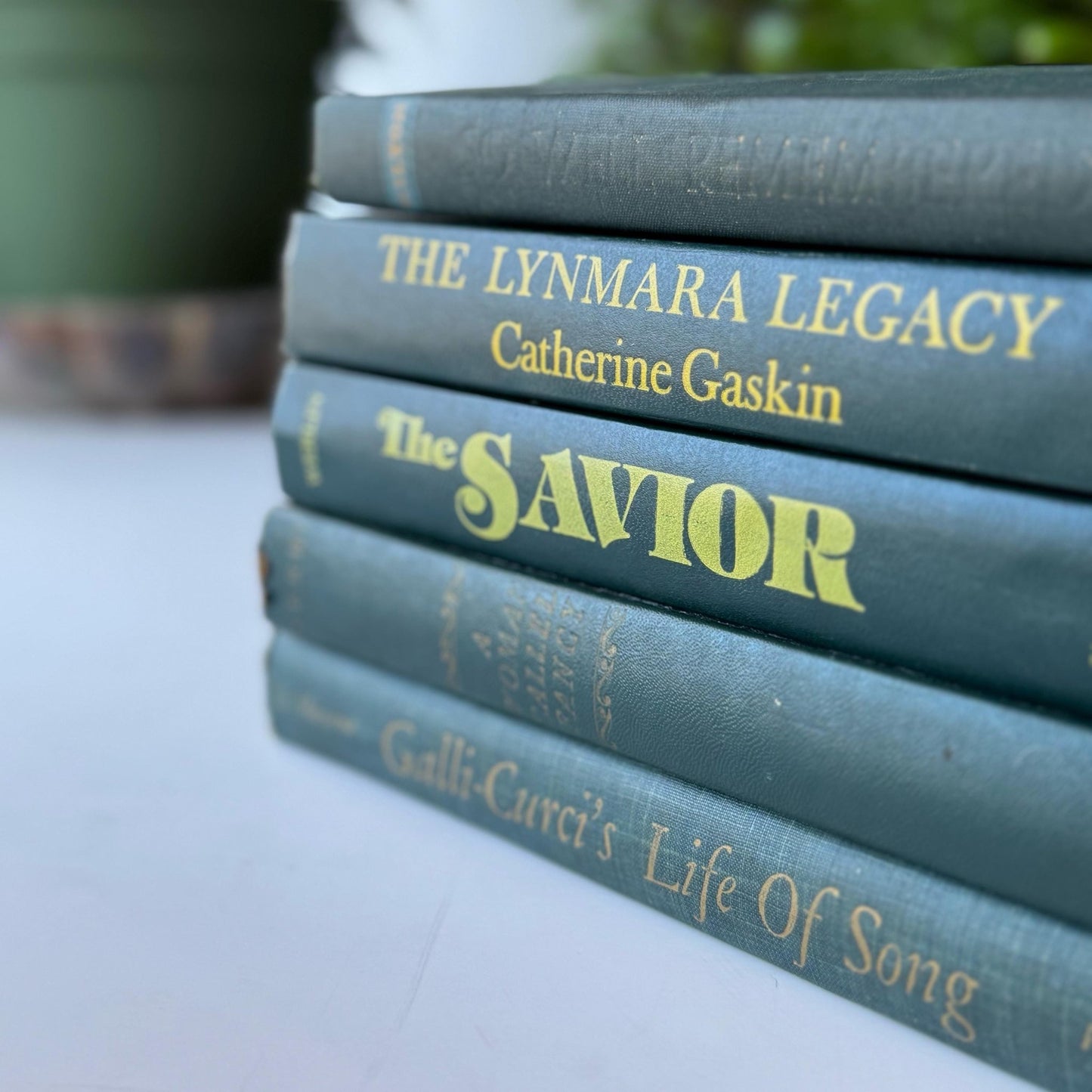 Hunter Green Vintage Mid Century Modern Decorative Books for Shelf Styling - Pretty Old Books