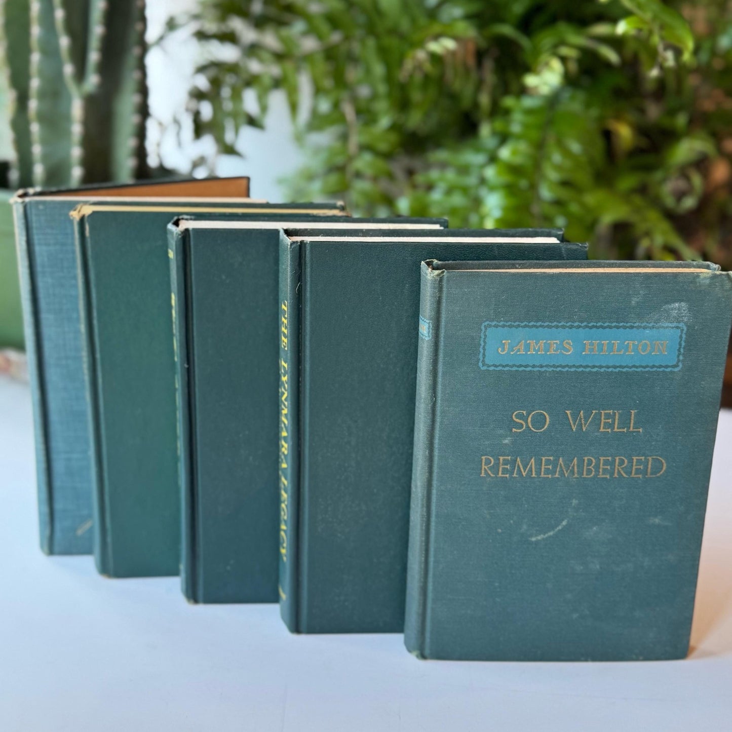 Hunter Green Vintage Mid Century Modern Decorative Books for Shelf Styling - Pretty Old Books