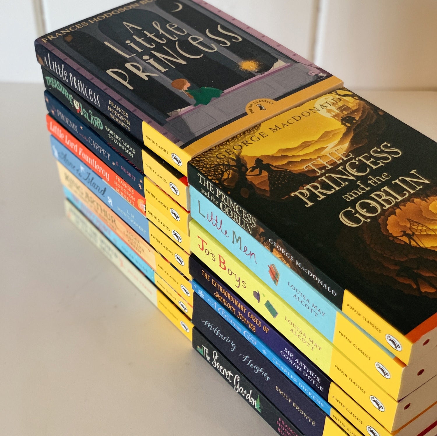 Puffin Classics Children's Paperback Classics Books, Yellow Book Bundle for Shelf Styling