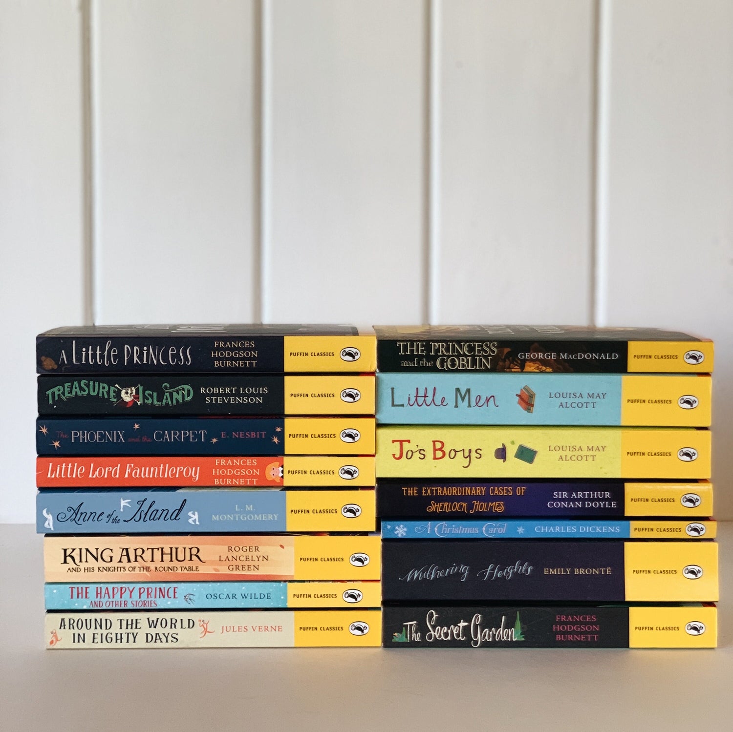 Puffin Classics Children's Paperback Classics Books, Yellow Book Bundle for Shelf Styling