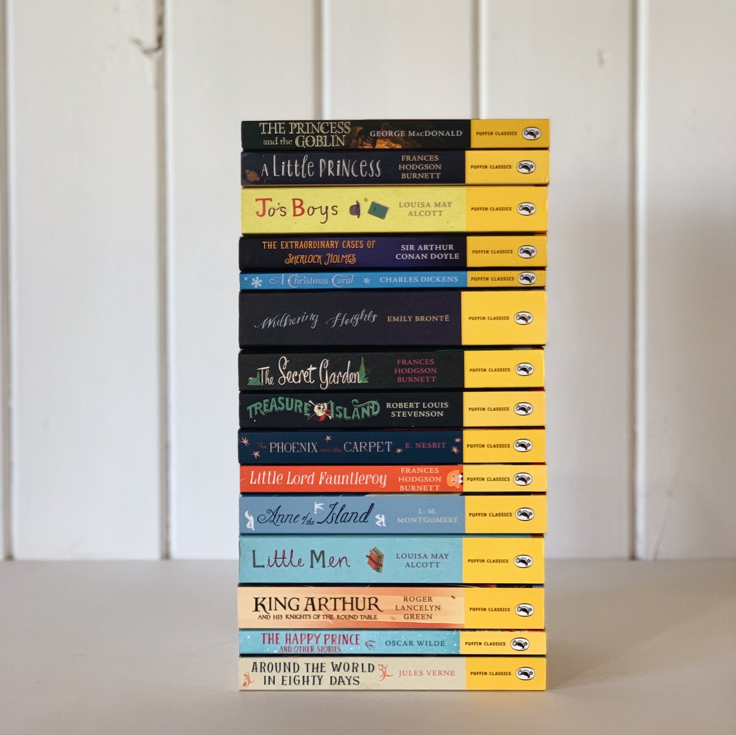 Puffin Classics Children's Paperback Classics Books, Yellow Book Bundle for Shelf Styling