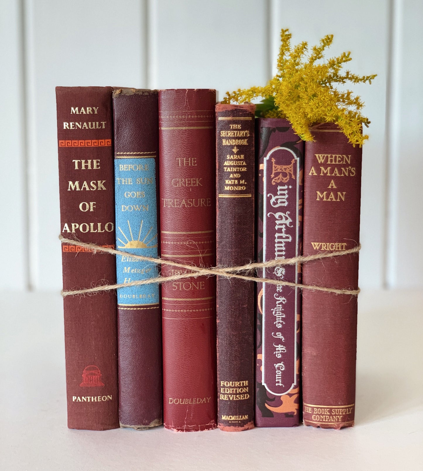 Dark Red Mid Century Modern Vintage Books,