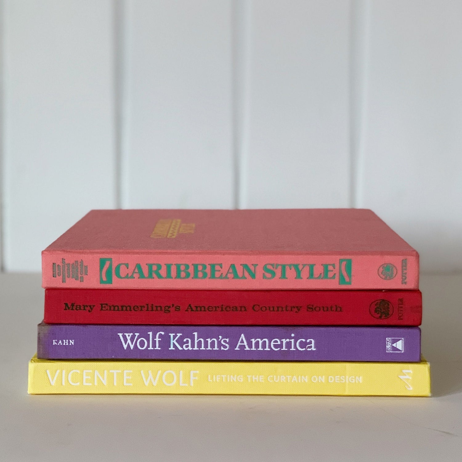 Pink, Purple, and Yellow Vintage Coffee Table Book Set, Books for Design, Feminine Pastel Books