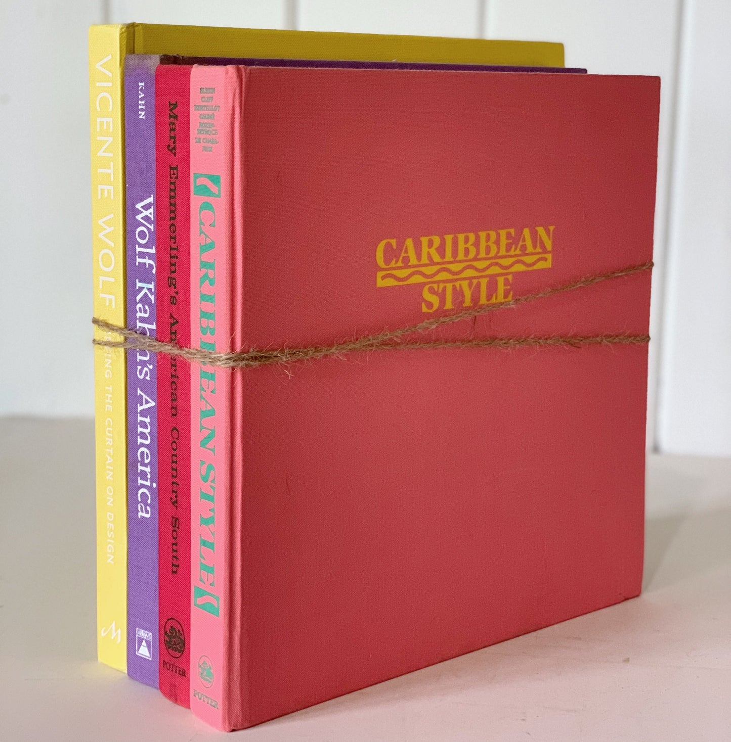 Pink, Purple, and Yellow Vintage Coffee Table Book Set, Books for Design, Feminine Pastel Books