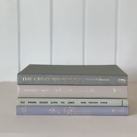 Vintage Neutral Gray and Mauve Coffee Table Book Set