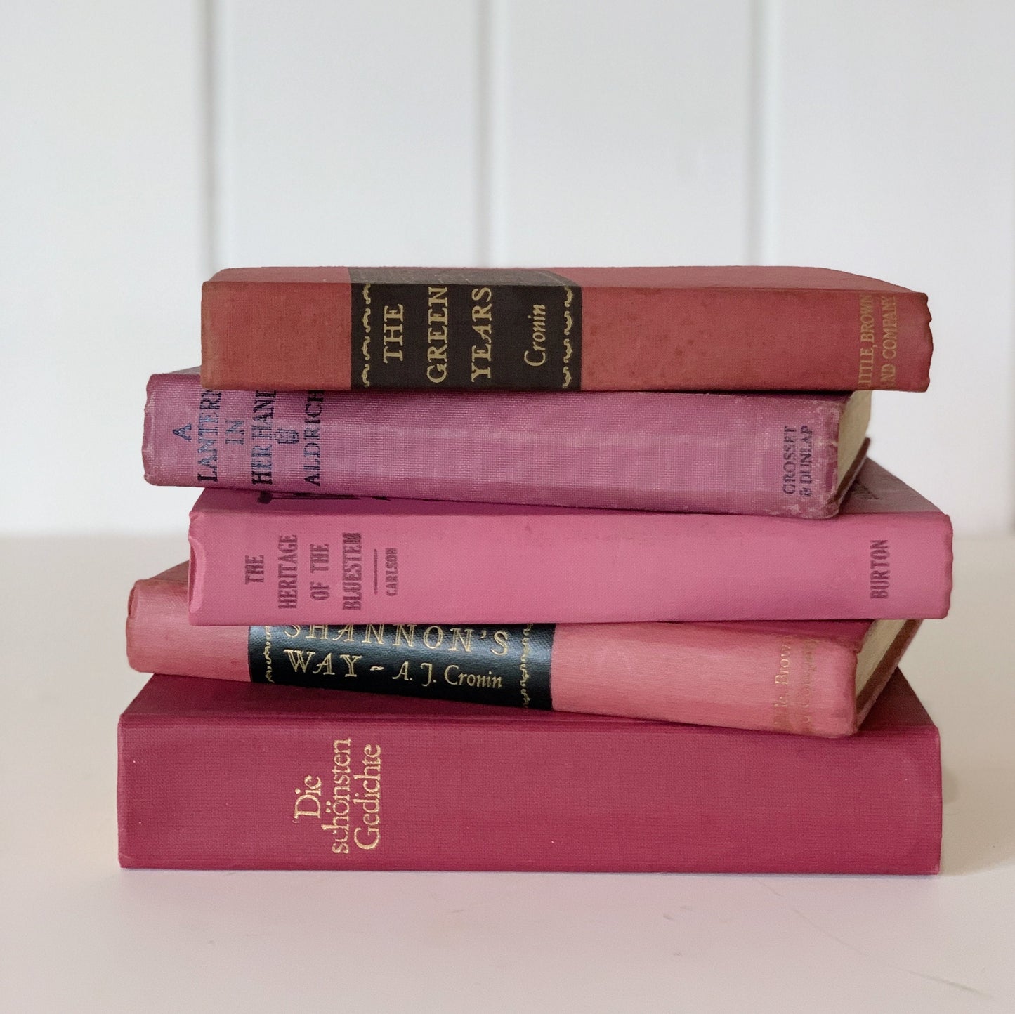 Vintage Purple Mauve Book Bundle, Handmade Bookshelf Decor, Rainbow Bookshelf