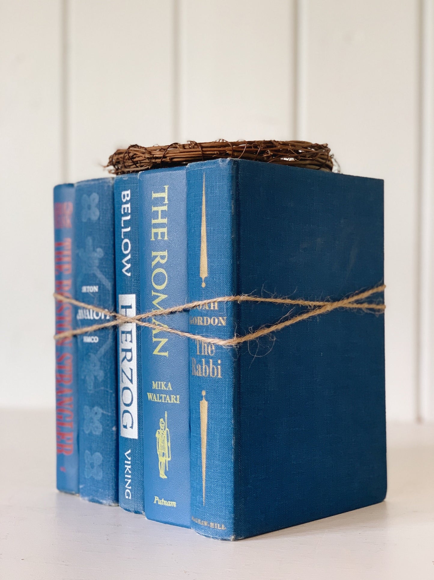 Mid Century Modern Vintage Blue Books for Decor, Vintage Book Set for Shelf Styling, 1960s