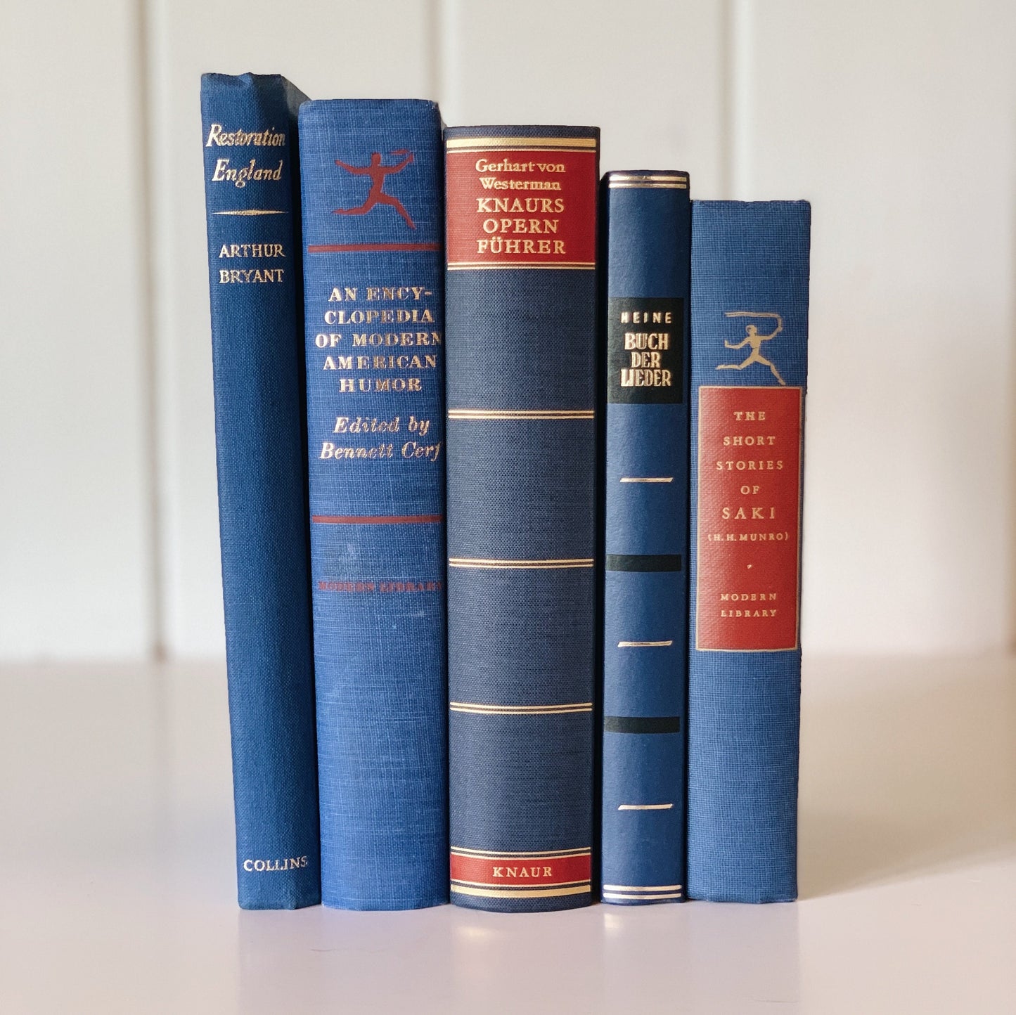 Indigo Blue Vintage Book Set, Home Staging, Boho Decor, Books for Wedding Centerpiece