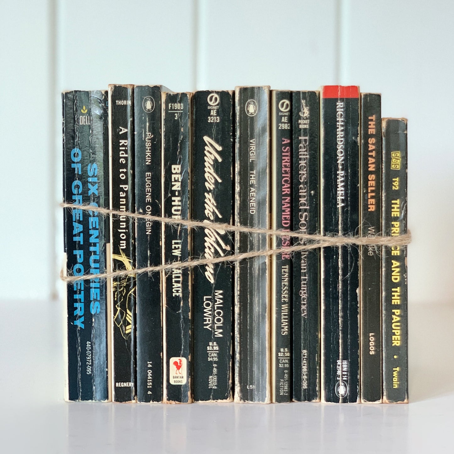 Vintage Black Paperback Books, Classic Literature, Instant Library, Black Books for Decor