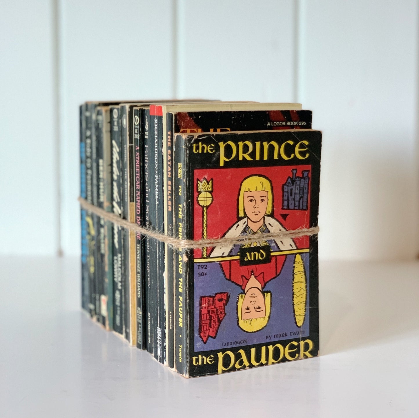 Vintage Black Paperback Books, Classic Literature, Instant Library, Black Books for Decor