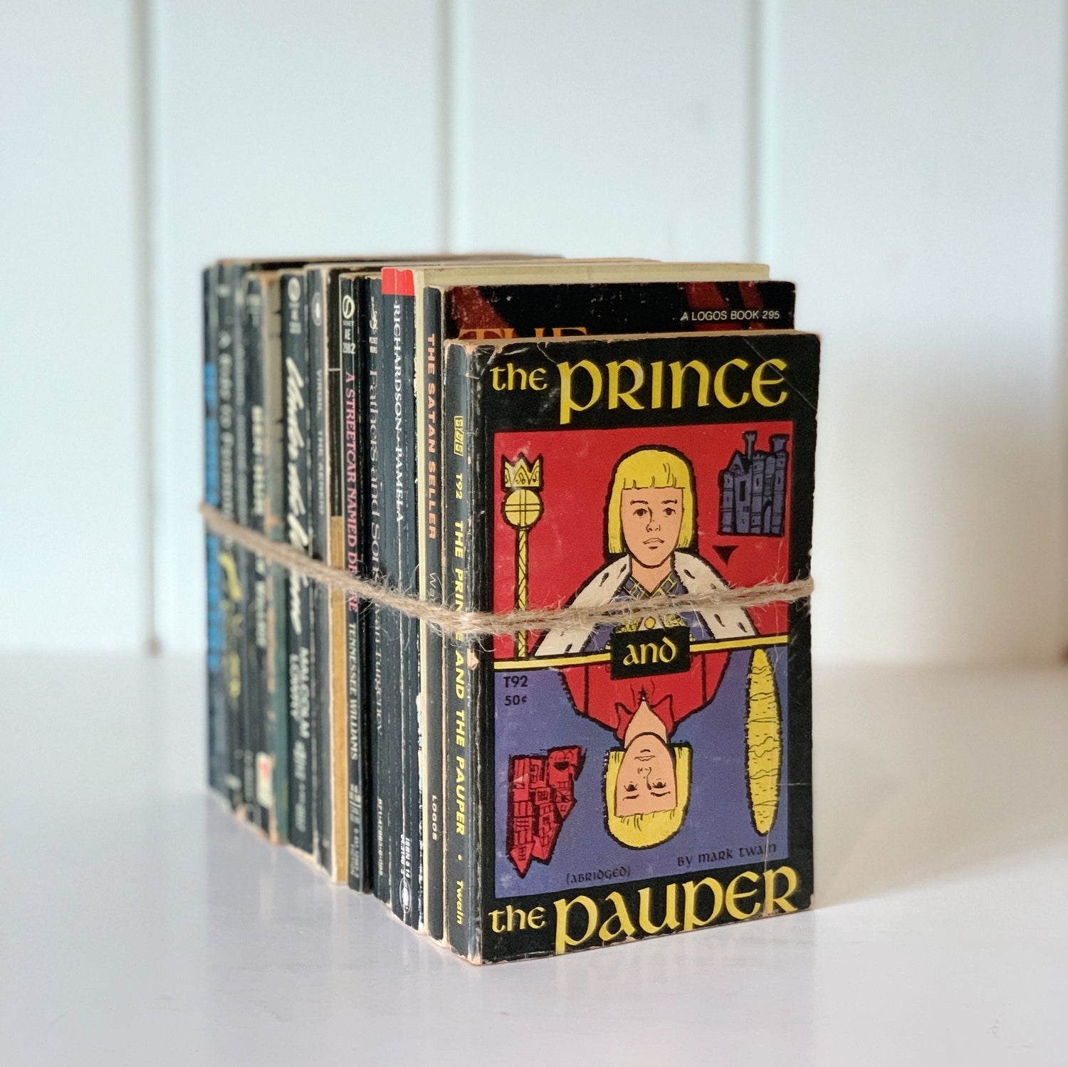 Vintage Black Paperback Books, Classic Literature, Instant Library, Black Books for Decor