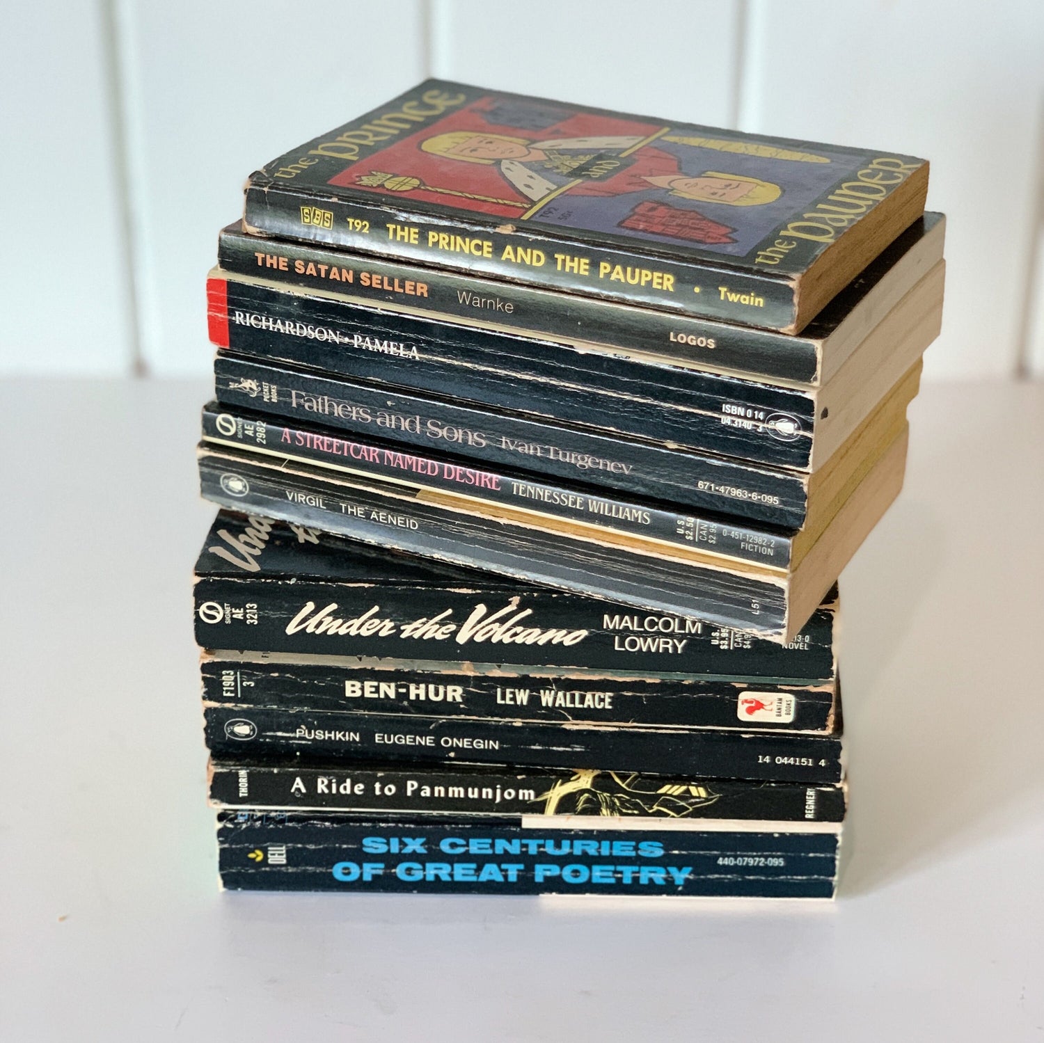 Vintage Black Paperback Books, Classic Literature, Instant Library, Black Books for Decor