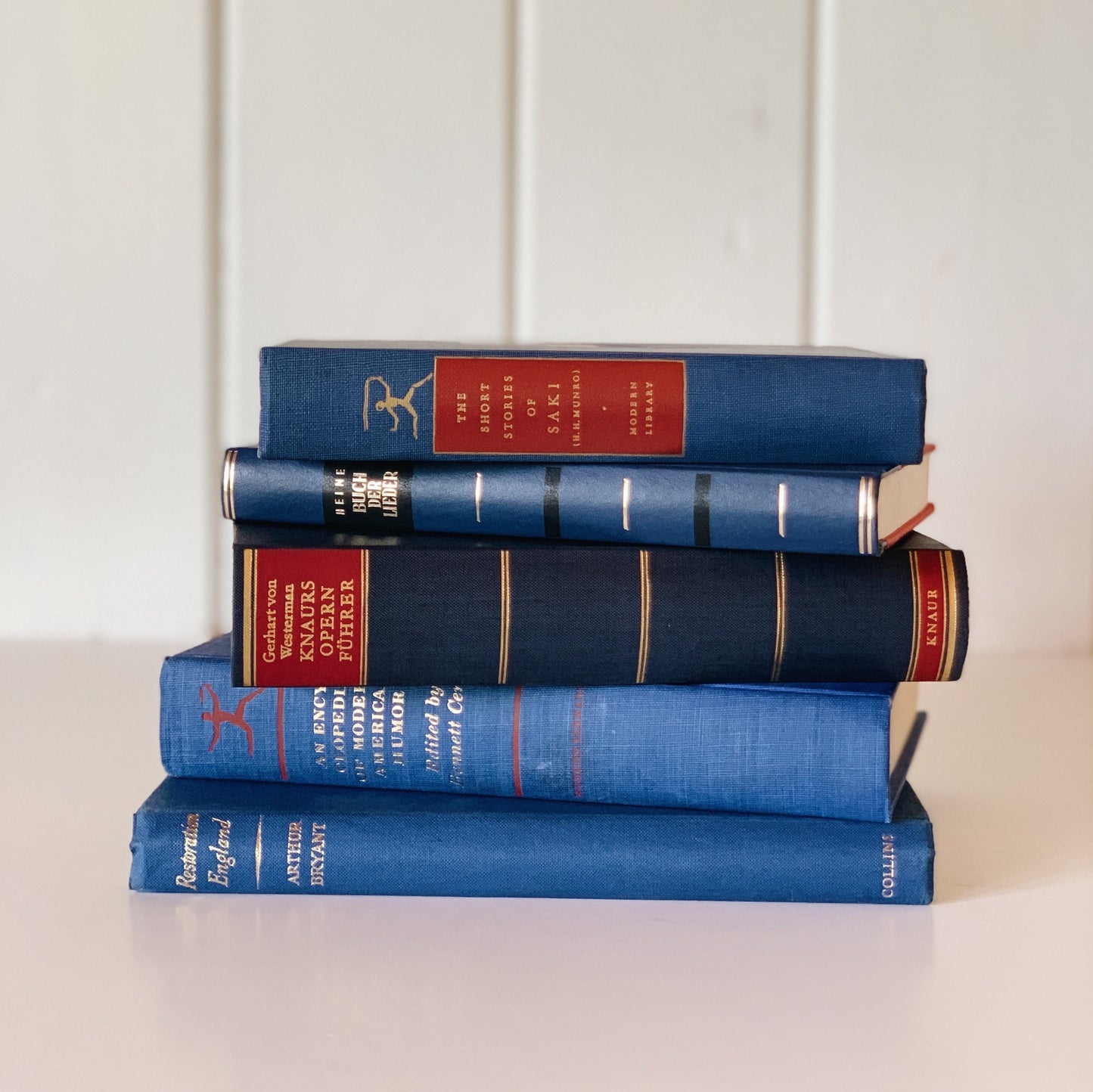Indigo Blue Vintage Book Set, Home Staging, Boho Decor, Books for Wedding Centerpiece