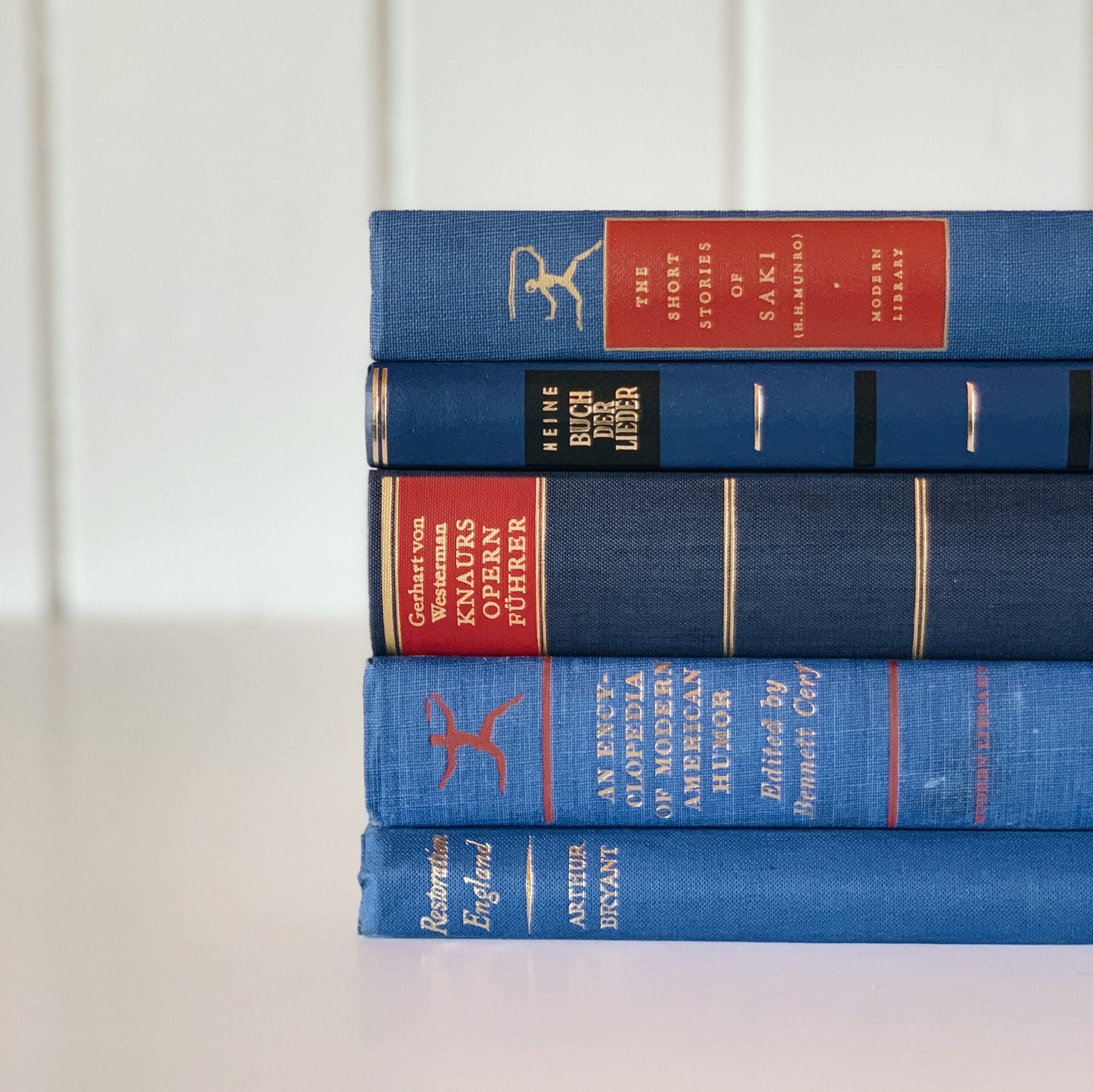 Indigo Blue Vintage Book Set, Home Staging, Boho Decor, Books for Wedding Centerpiece
