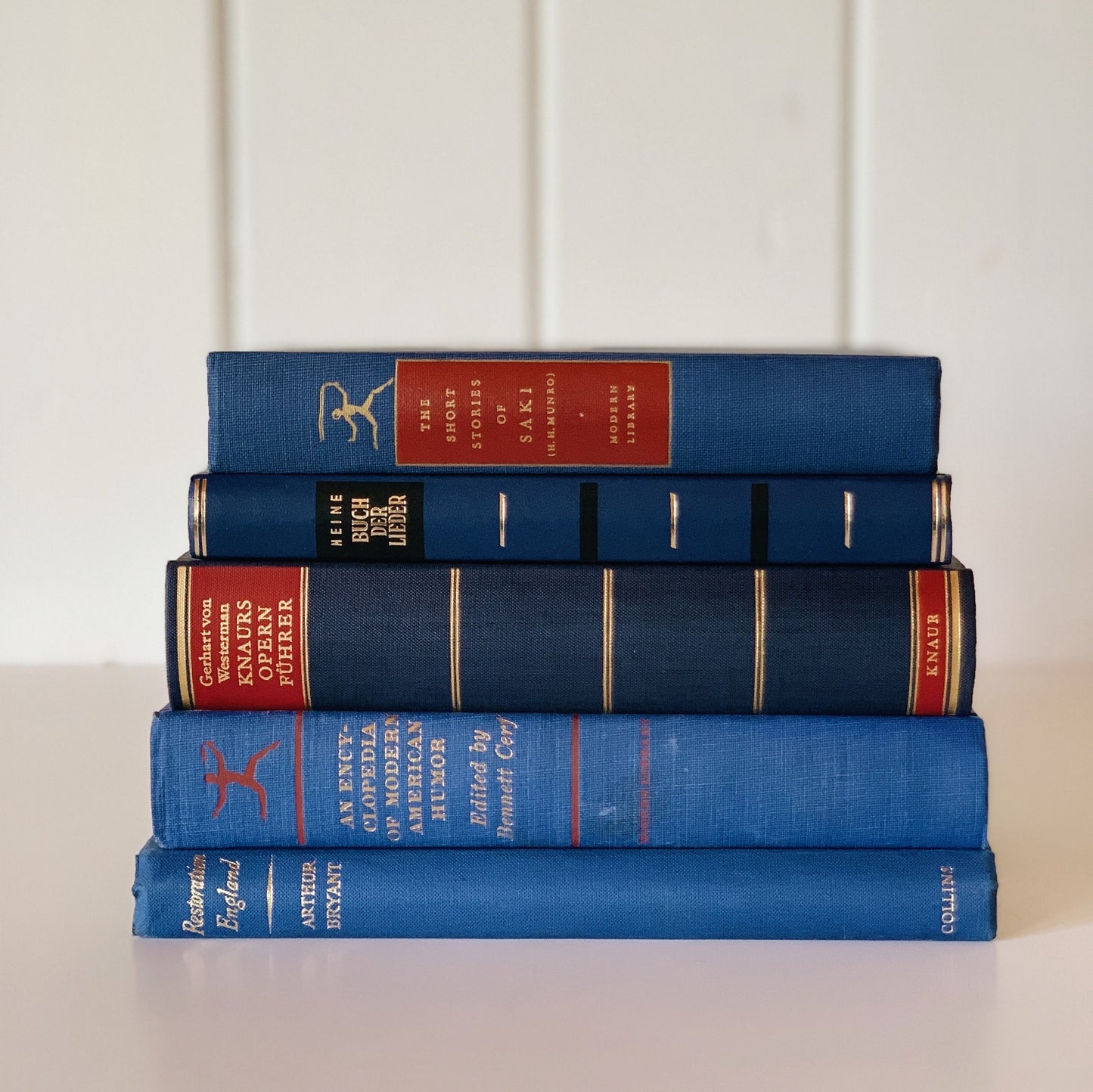 Indigo Blue Vintage Book Set, Home Staging, Boho Decor, Books for Wedding Centerpiece