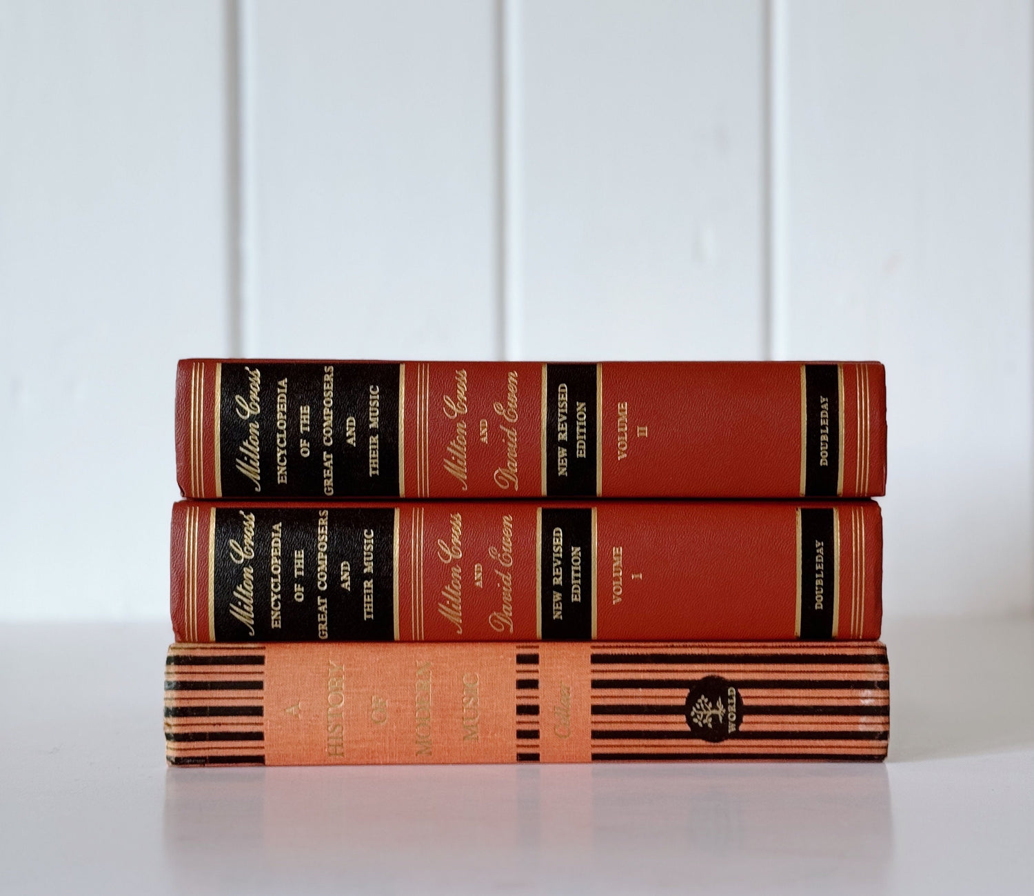 Milton Cross Composers Book Bundle, Mid Century Modern Copper Black Gold Music Book Bundle
