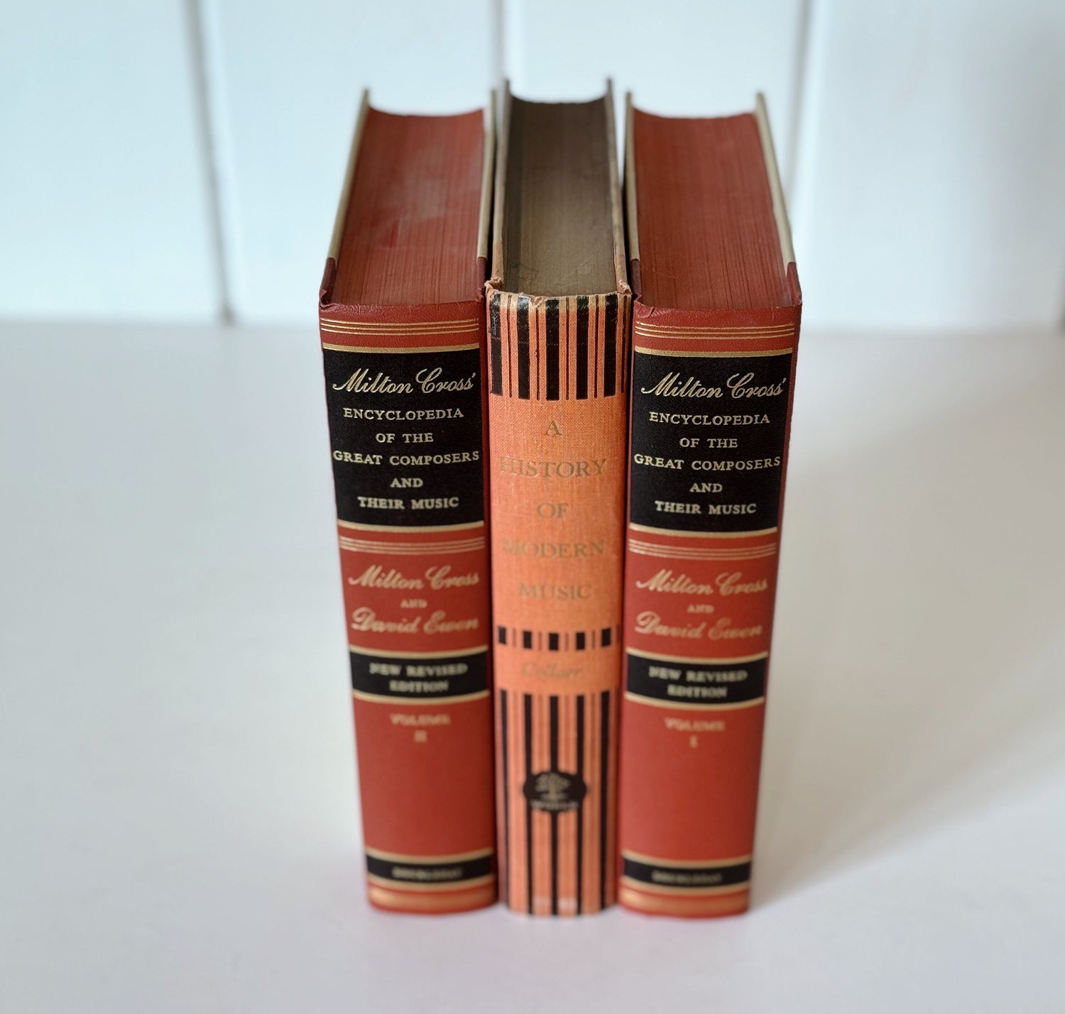 Milton Cross Composers Book Bundle, Mid Century Modern Copper Black Gold Music Book Bundle