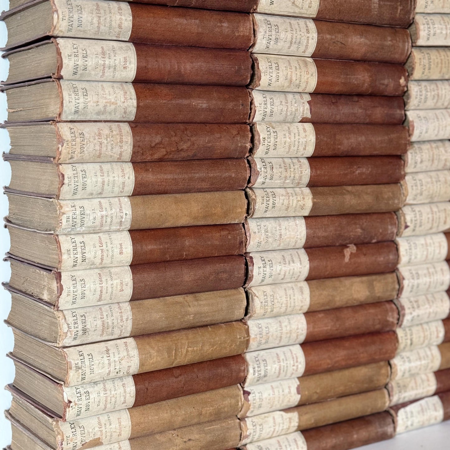 The Waverley Novels, Sir Walter Scott, Antique Shabby Books for Decor