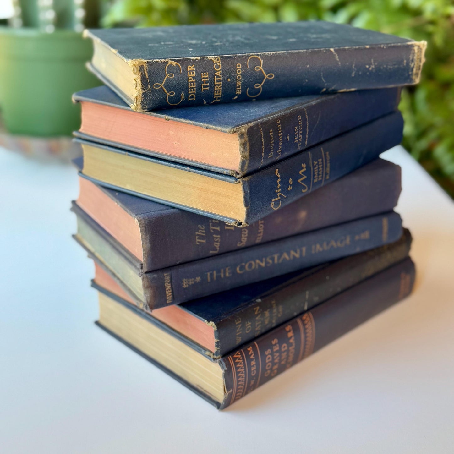 Denim Blue Vintage Books By Color, Curated Book Set, Masculine Shelf Decor
