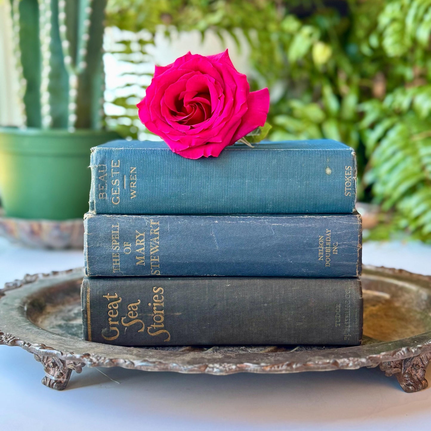 Vintage Blue Chunky Books for Shelf Styling