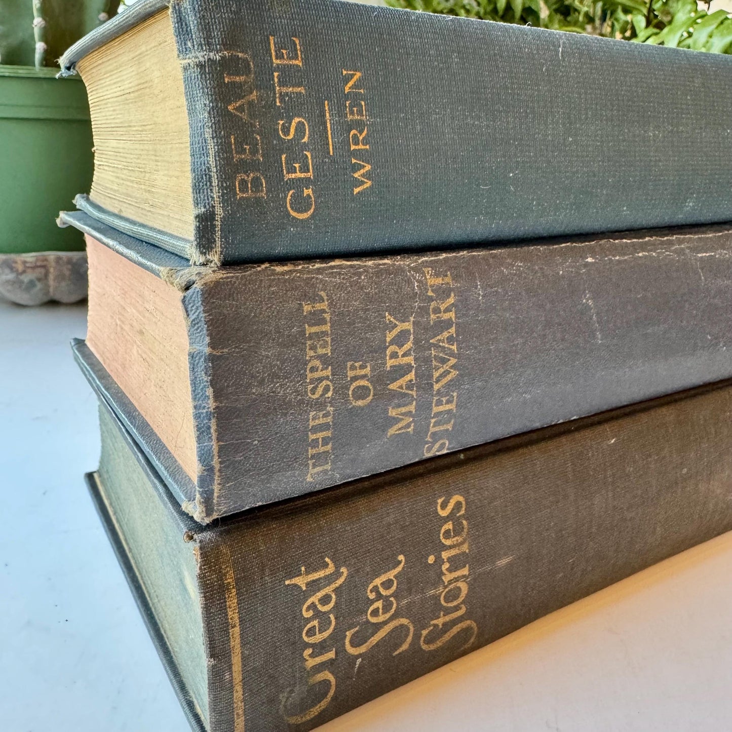 Vintage Blue Chunky Books for Shelf Styling