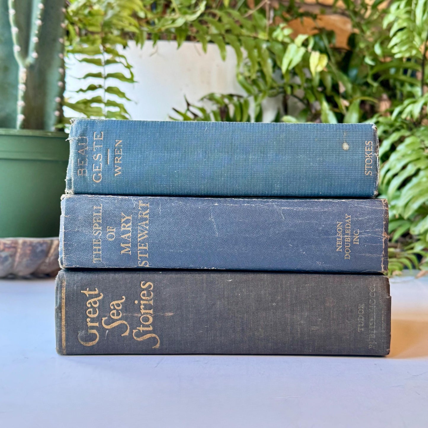 Vintage Blue Chunky Books for Shelf Styling