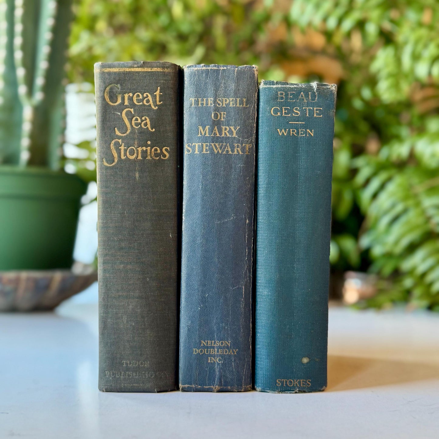 Vintage Blue Chunky Books for Shelf Styling