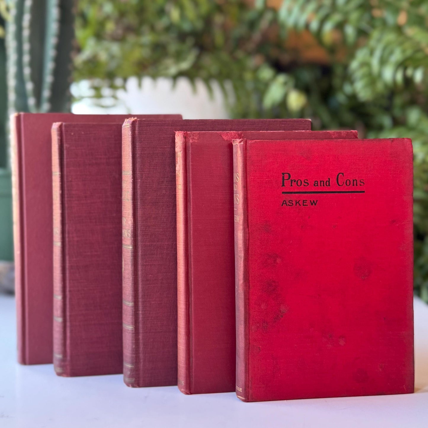 Faded Maroon Vintage Book Set for Shelf Styling