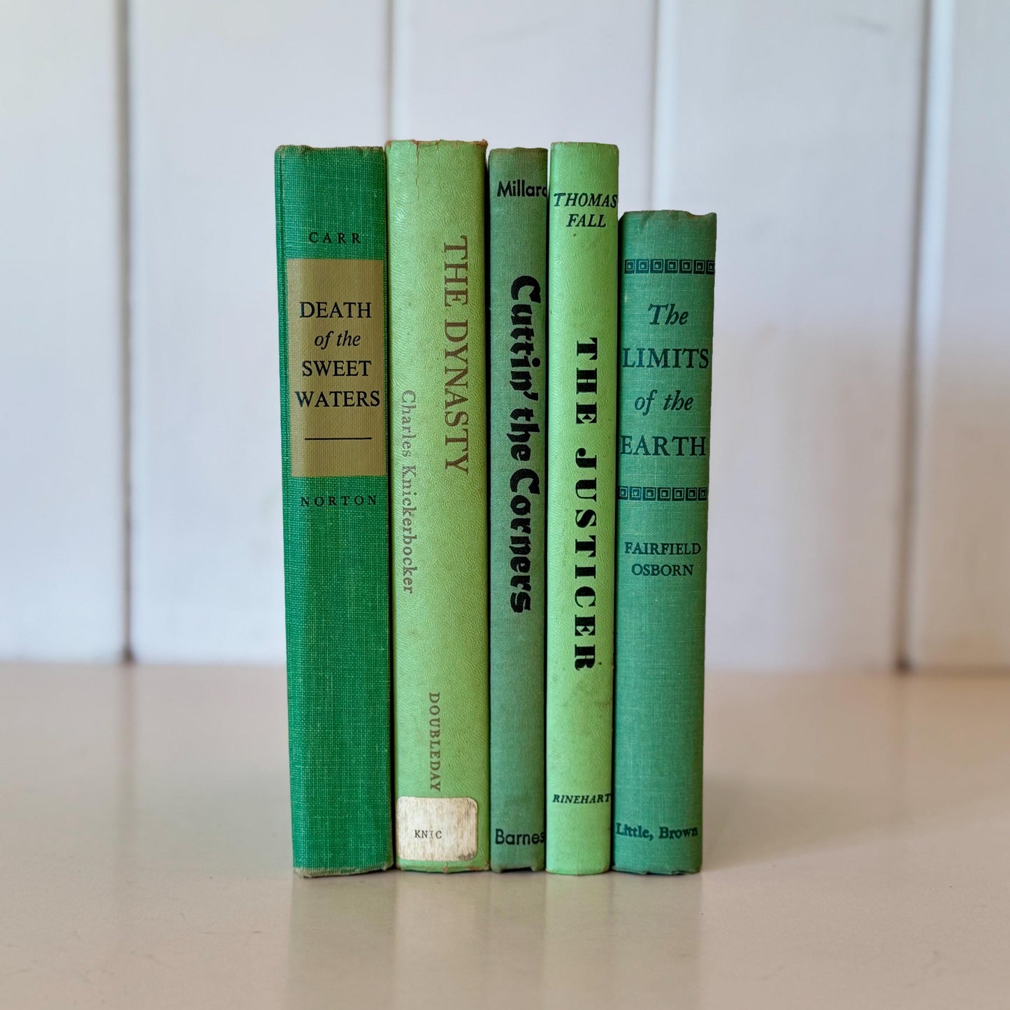 Bright Spring Green Book Bundle, Decorative Vintage Books, Handmade Decor