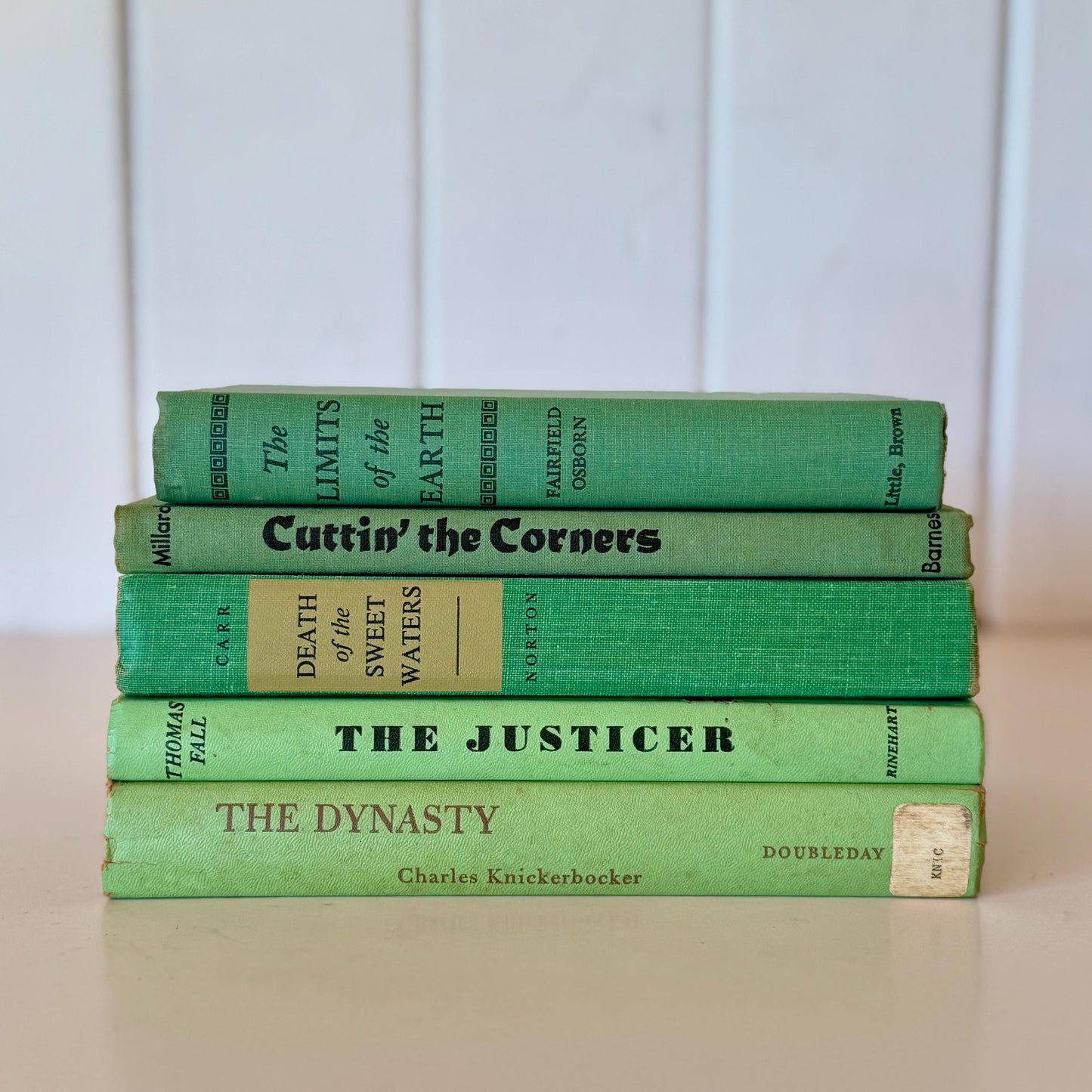 Bright Spring Green Book Bundle, Decorative Vintage Books, Handmade Decor