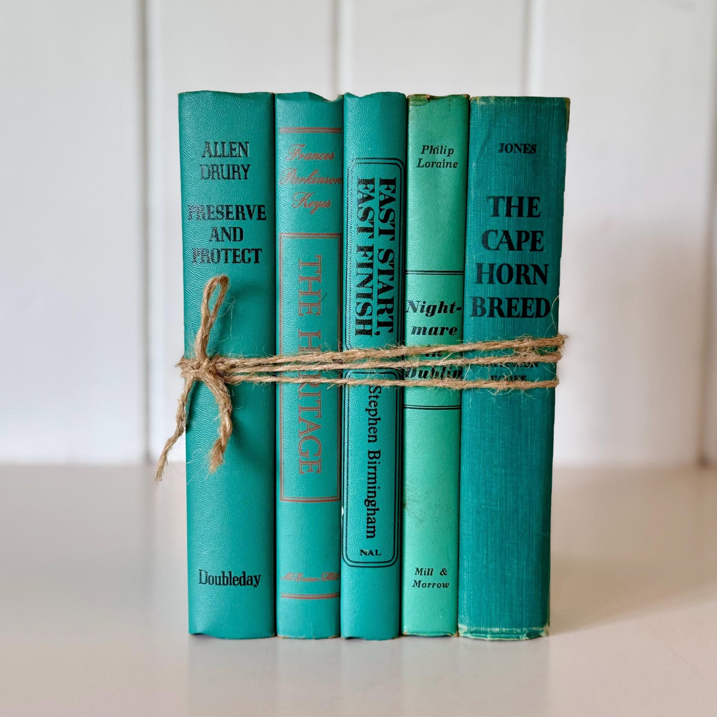 Vintage Teal and Turquoise Book Set for Decor, Retro Blue and Green Books
