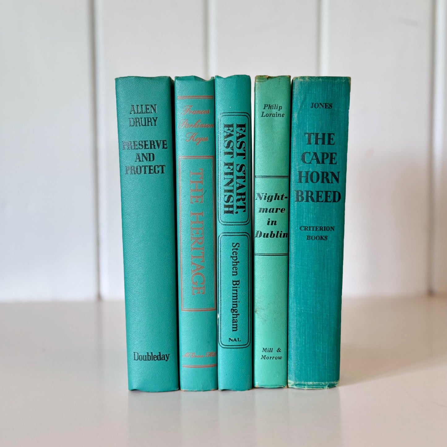 Vintage Teal and Turquoise Book Set for Decor, Retro Blue and Green Books