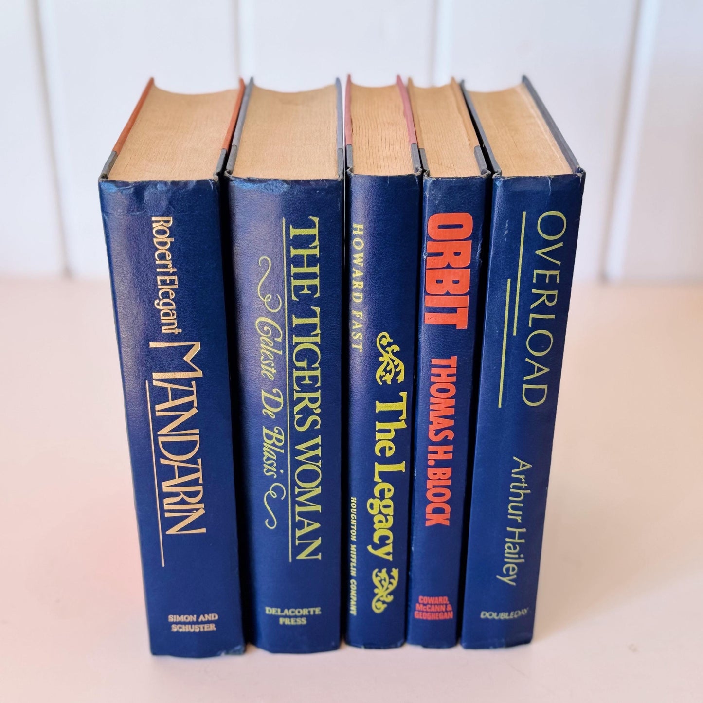 Vintage Indigo Navy Blue Retro Book Set for Shelf Styling