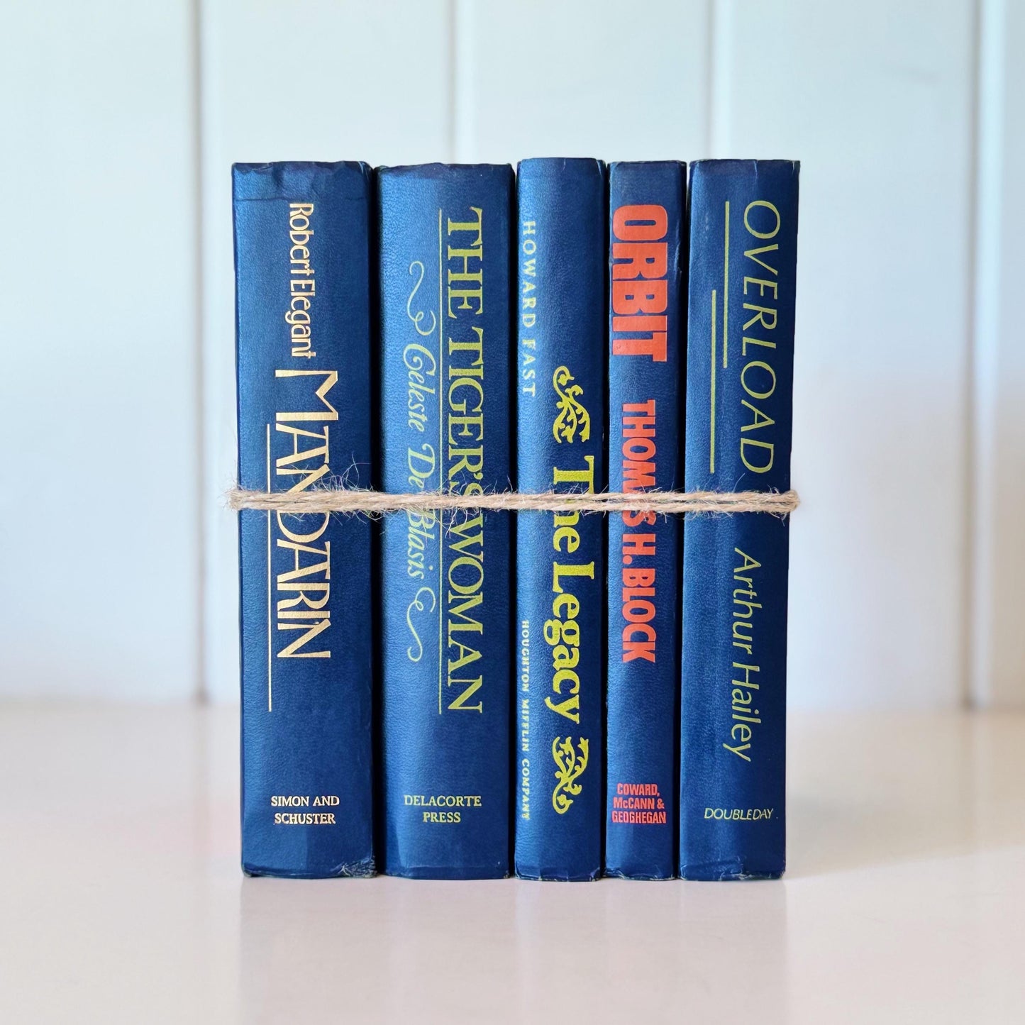 Vintage Indigo Navy Blue Retro Book Set for Shelf Styling