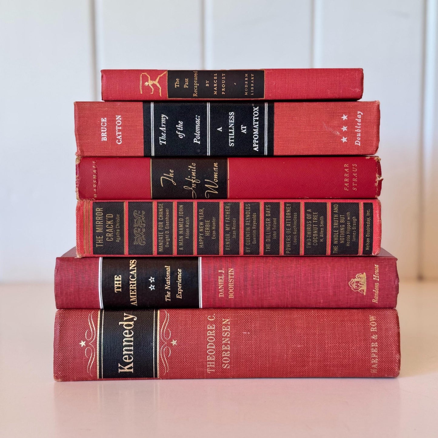VIntage Decorative Black and Red Books for Display, Formal Room, Office Decor