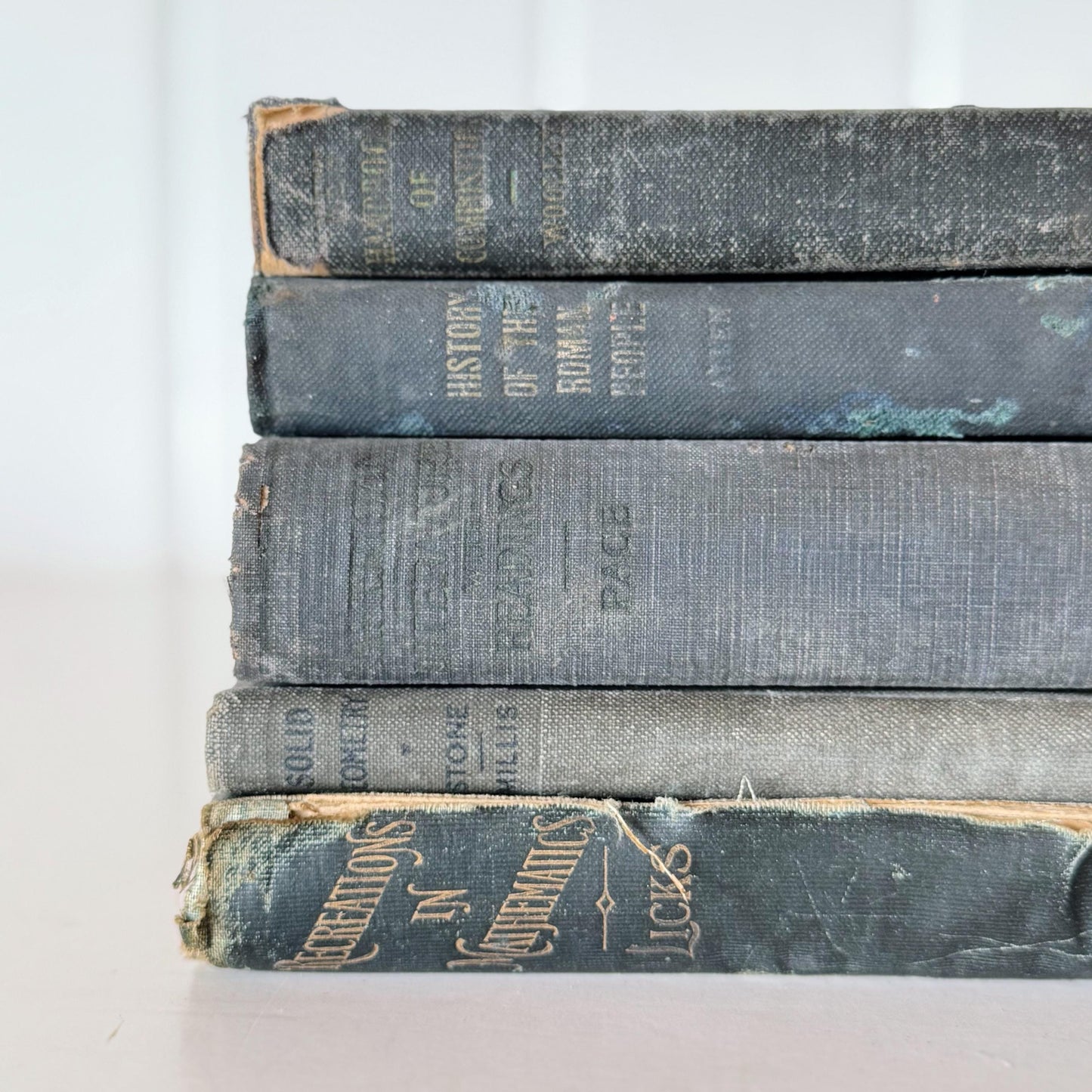 Antique Blue School Book Bundle, School Textbooks, Faded Shabby Books