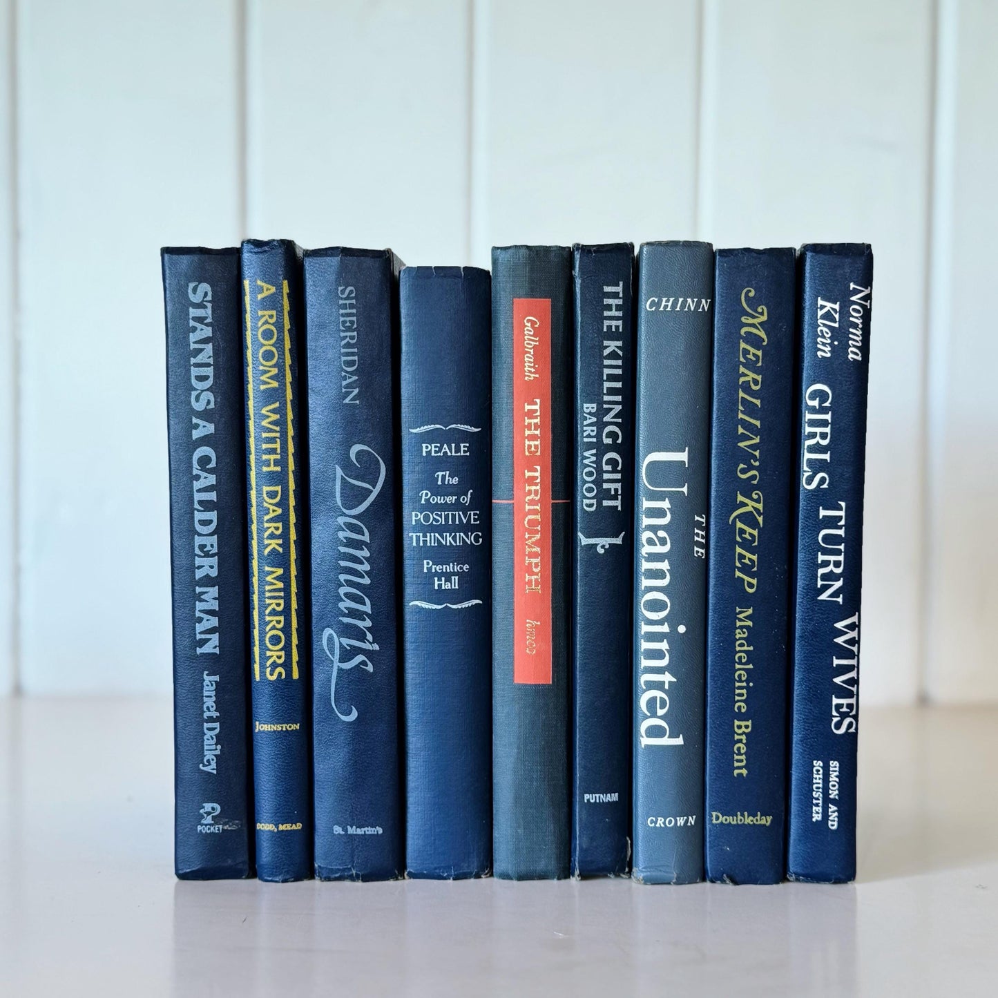 Vintage Indigo Navy Blue Retro Book Set for Shelf Styling